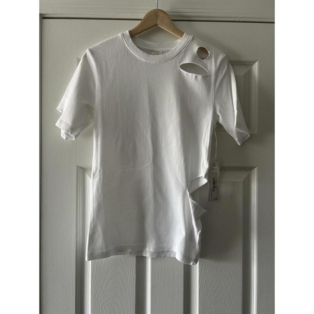 Rare/self WOMENS White Deconstructed Cotton Tshirt, Size-2